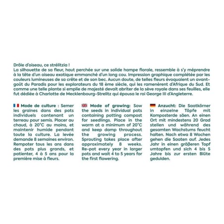 Graines Oiseau du Paradis Strelitzia - Radis et Capucine