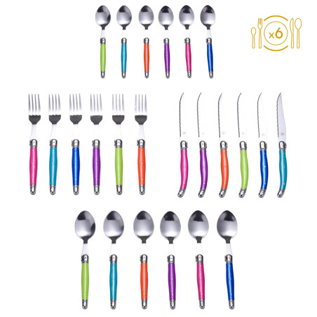 Ménagère 24 pièces Couleurs en Acier Inoxydable - Laguiole