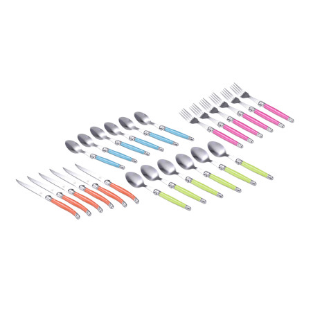 Ménagère 24 pièces Couleurs en Acier Inoxydable - Laguiole