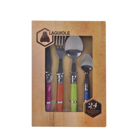 Ménagère 24 pièces Couleurs en Acier Inoxydable - Laguiole