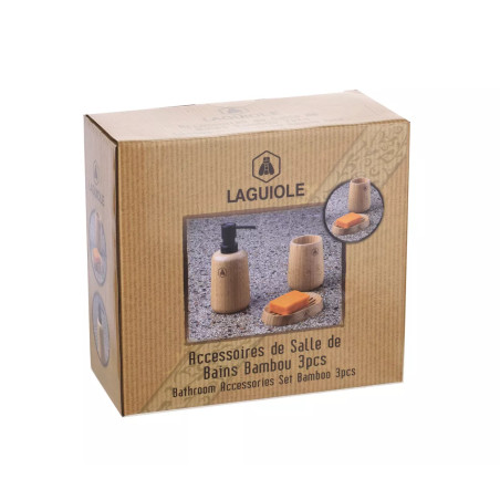 Set de 3 Accessoires de Salle de Bain en Bambou - Laguiole