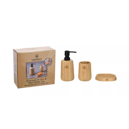 Set de 3 Accessoires de Salle de Bain en Bambou - Laguiole