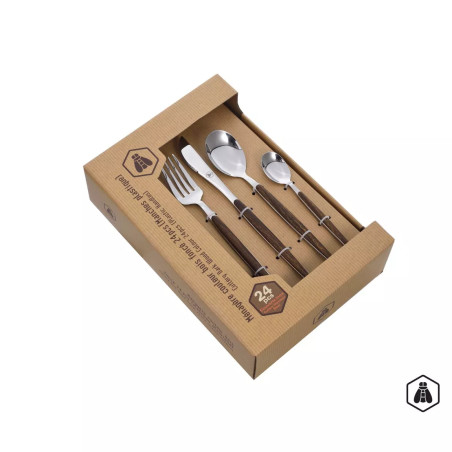 Ménagère Couleur Bois Foncé 24 Pièces - Laguiole
