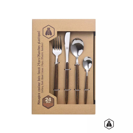 Ménagère Couleur Bois Foncé 24 Pièces - Laguiole