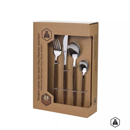Ménagère Couleur Bois Foncé 24 Pièces - Laguiole
