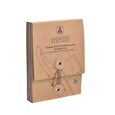 Coffret Couteau de Chasse avec Etui en Cuir Noir - Laguiole