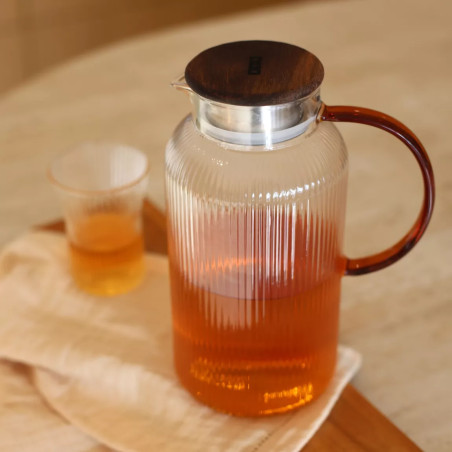 Pichet KARL 2L en verre borosilicate avec anse ambre - Ogo Living