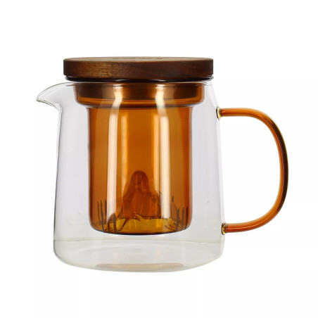 Théière LASKA 450ml en verre borosilicate avec anse et infuseur ambre - Ogo Living