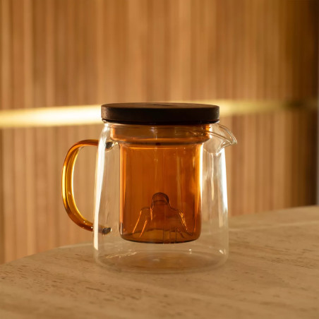 Théière LASKA 450ml en verre borosilicate avec anse et infuseur - Ogo Living