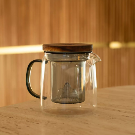 Théière LASKA 450ml en verre borosilicate avec anse et infuseur graphite - Ogo Living
