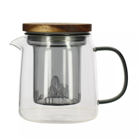 Théière LASKA 450ml en verre borosilicate avec anse et infuseur graphite - Ogo Living