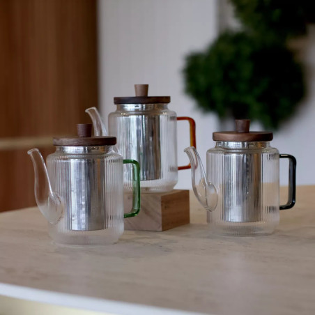 Théière Karl 550ml en verre borosilicate avec anse ambre - Ogo Living