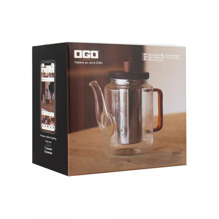 Théière Karl 550ml en verre borosilicate avec anse ambre - Ogo Living