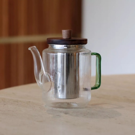 Théière Karl 550ml en verre borosilicate avec anse jade - Ogo Living