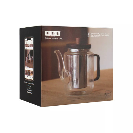 Théière Karl 550ml en verre borosilicate avec anse graphite - Ogo Living