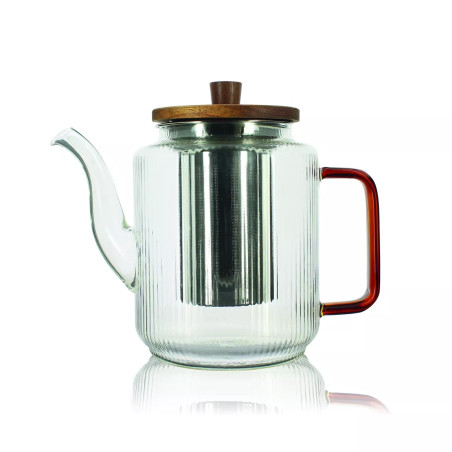 Théière Karl 1,2L en verre borosilicate avec anse ambre - Ogo Living