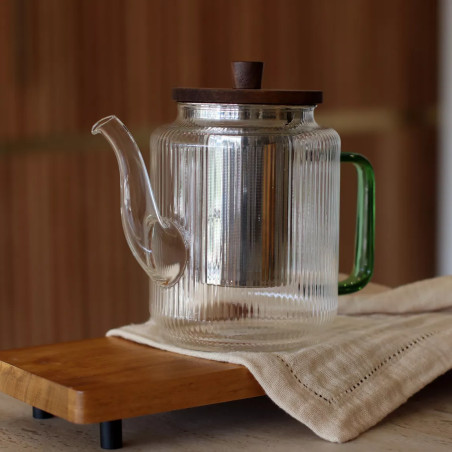 Théière Karl 1,2L en verre borosilicate avec anse jade - Ogo Living