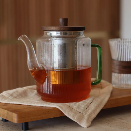Théière Karl 1,2L en verre borosilicate avec anse jade - Ogo Living