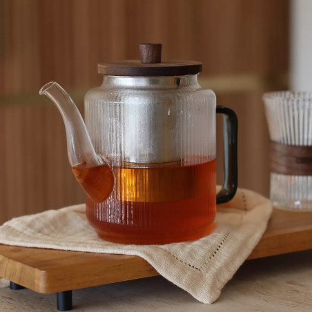 Théière Karl 1,2L en verre borosilicate avec anse graphite - Ogo Living