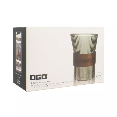 Lot de 2 tasses Karl 250ml en verre borosilicate graphite - Ogo Living