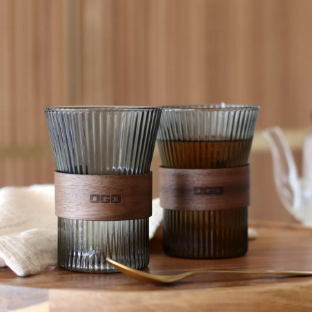 Lot de 2 tasses Karl 250ml en verre borosilicate graphite - Ogo Living