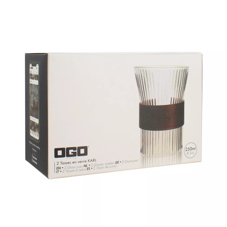 Lot de 2 tasses Karl 250ml en verre borosilicate transparent - Ogo Living