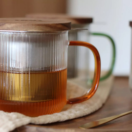 Tisanière Karl 300ml en verre borosilicate avec anse ambre - Ogo Living