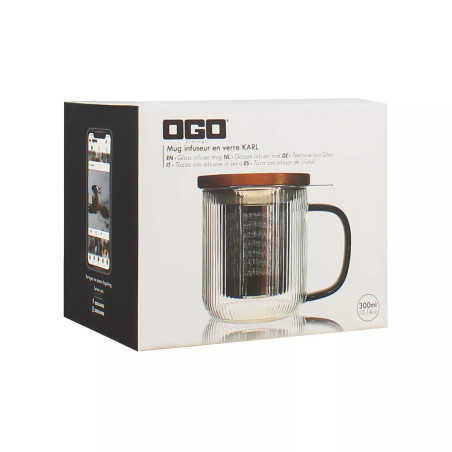 Tisanière Karl 300ml en verre borosilicate avec anse graphite - Ogo Living