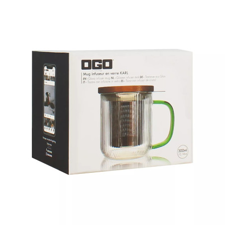 Tisanière Karl 300ml en verre borosilicate avec anse jade - Ogo Living