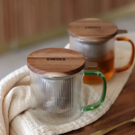 Tisanière Karl 300ml en verre borosilicate avec anse jade - Ogo Living