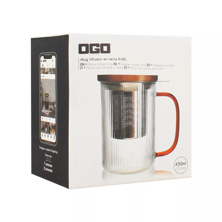 Tisanière Karl 475ml en verre borosilicate avec anse ambre - Ogo Living