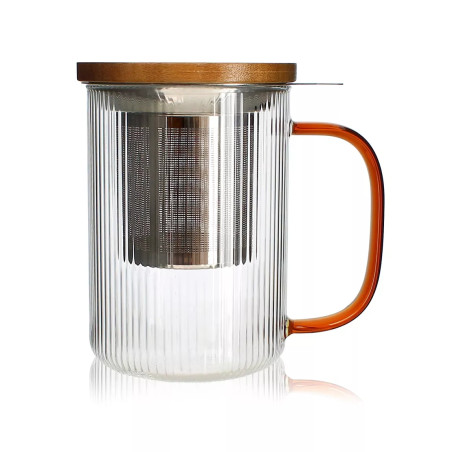 Tisanière Karl 475ml en verre borosilicate avec anse ambre - Ogo Living