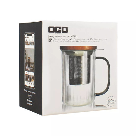 Tisanière Karl 475ml en verre borosilicate avec anse graphite - Ogo Living