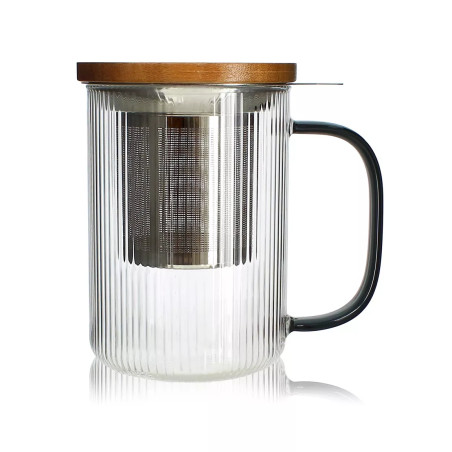 Tisanière Karl 475ml en verre borosilicate avec anse graphite - Ogo Living