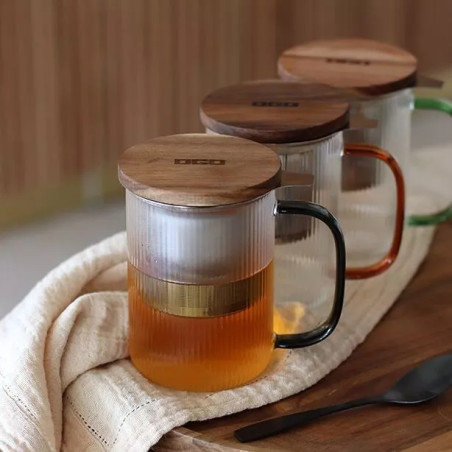 Tisanière Karl 475ml en verre borosilicate avec anse jade - Ogo Living