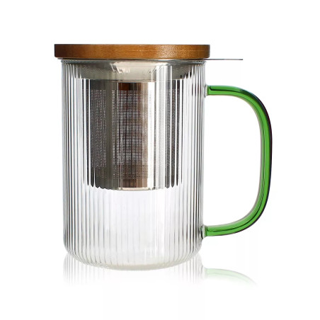Tisanière Karl 475ml en verre borosilicate avec anse jade - Ogo Living