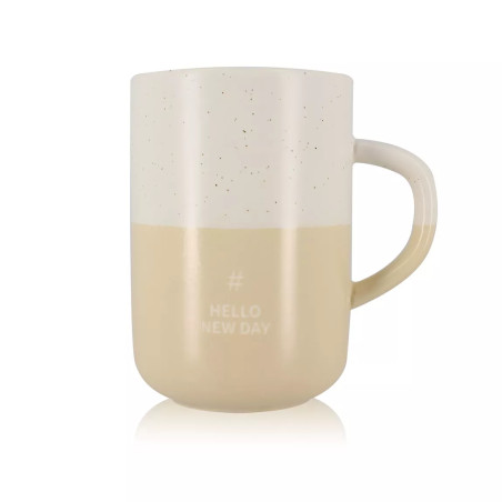 Mug Hello New Day 580ml En Grès Blanc Et Beige - Ogo Living