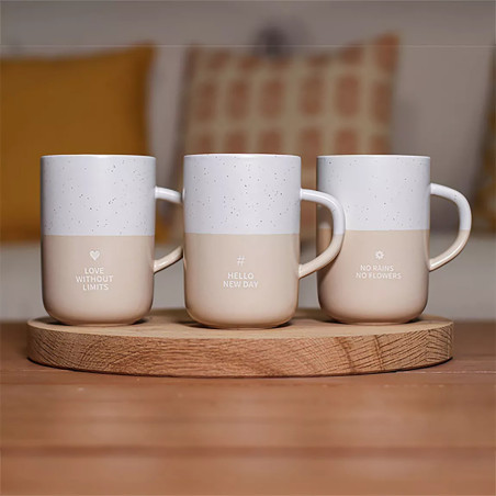 Mug No Rains No Flowers 580ml En Grès Blanc Et Beige - Ogo Living
