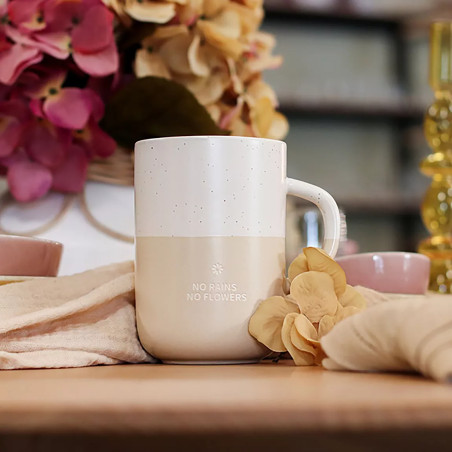 Mug No Rains No Flowers 580ml En Grès Blanc Et Beige - Ogo Living