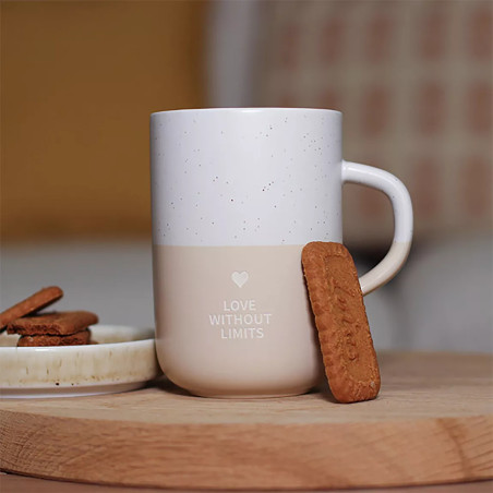 Mug Mug Love Without Limits 580ml En Grès Blanc Et Beige - Ogo Living
