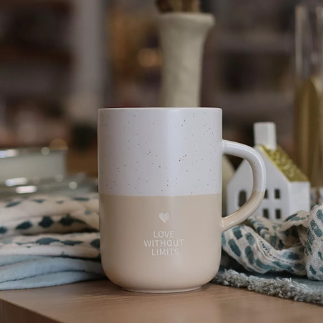 Mug Mug Love Without Limits 580ml En Grès Blanc Et Beige - Ogo Living