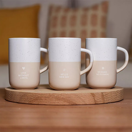 Mug Mug Love Without Limits 580ml En Grès Blanc Et Beige - Ogo Living