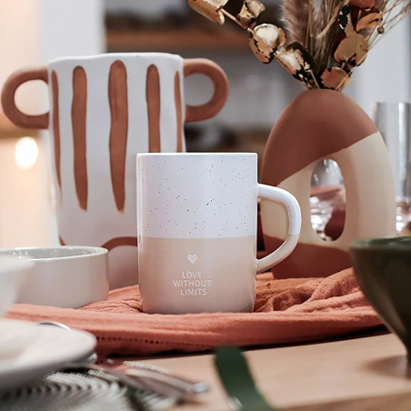 Mug Mug Love Without Limits 580ml En Grès Blanc Et Beige - Ogo Living