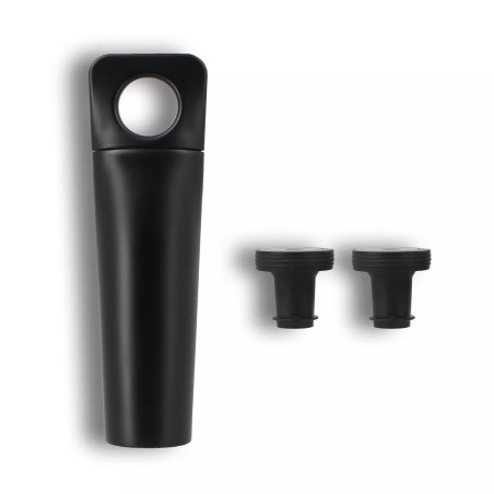 Pompe à vin Deluxe noir mat avec 2 bouchons en silicone - Ogo Living