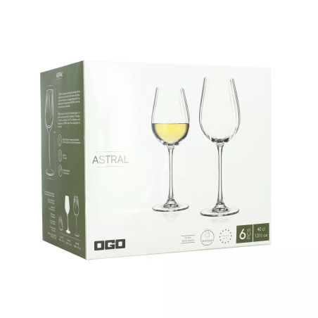 Boîte de 6 verres à pied Astral 40cl en cristallin - Ogo Living