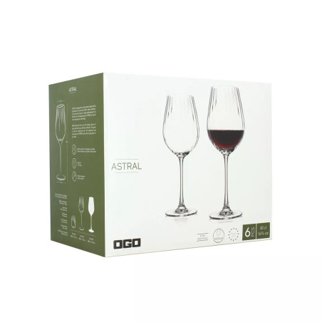 Boîte de 6 verres à pied Astral 50cl en cristallin - Ogo Living