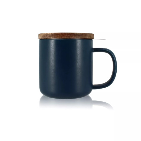 Tisanière Juliet 300ml en grès bleu et bois d'acacia - Ogo Living