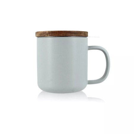Tisanière Juliet 300ml en grès gris perle et bois d'acacia - Ogo Living