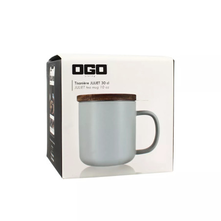 Tisanière Juliet 300ml en grès gris perle et bois d'acacia - Ogo Living