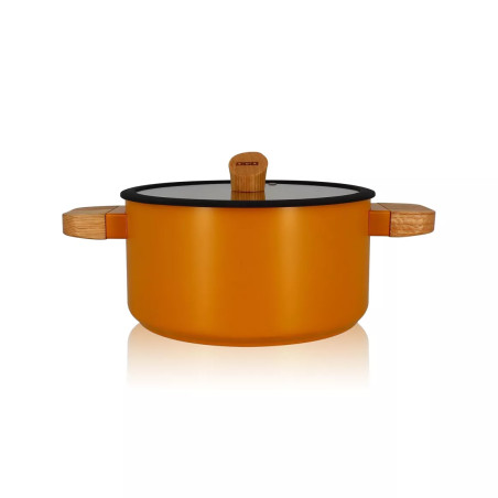 Faitout ector 24cm en aluminium jaune avec manche en bois - Ogo Living